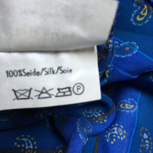 Vintage Lutz Teutloff Women's Size 10 Blue Paisley Print Silk Pleated Midi Skirt - Picture 5 of 9